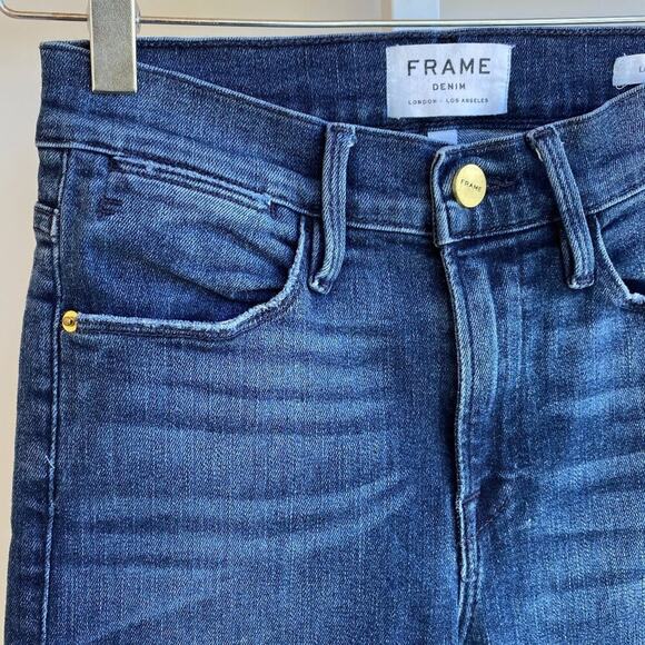 FRAME DENIM Le High Straight Gusset Raw Edge Split hem in Elaine size 24 - Picture 4 of 12